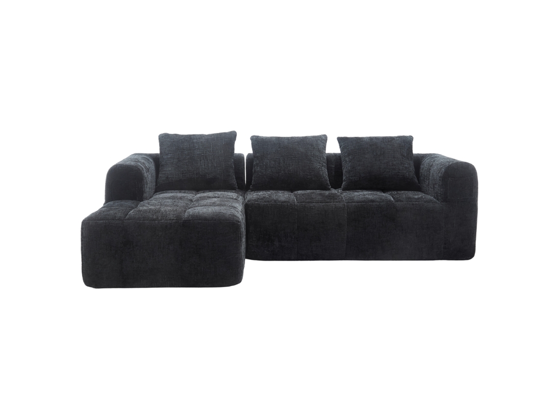 Sofá cama chenille 2 em 1, design patenteado, arrumação no braco, estrutura metálica ORBITRA COMMERCE