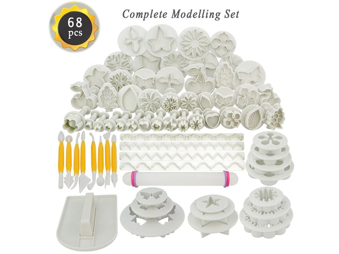 68 Peças: Conjunto De Moldes Para Pastéis, Cortadores De Fondant E Ferramentas De Decoração Para Biscoitos E Bolos