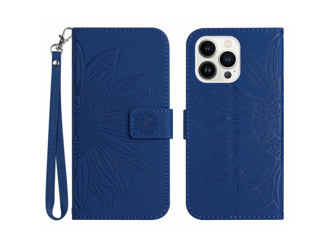 Capa Padrão Flores Queda Pega Para Iphone 15 Pro Max Pele Sintética Multicor