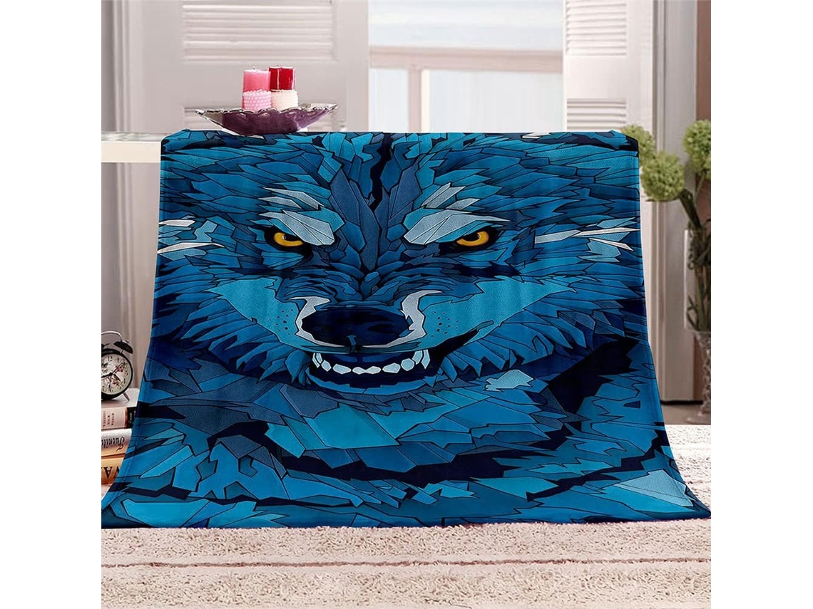 Manta de Lã Fansu Estampa Lobo em 3d Quente Macia e Felpuda Microfibra Ideal para o Inverno Colcha Ou Sofá Ade