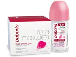 Coffret BABARIA Rosehip Creme Anti-Rugas 50 ml + Roll-On Algodão