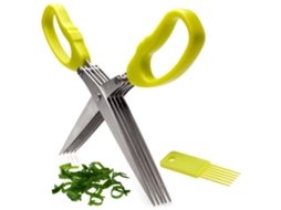 Tesoura de cozinha prática Slowmoose com cinco lâminas para corte rápido de ervas