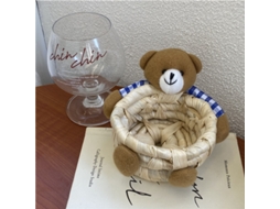Cestinha de armazenamento urso adorável em palha para mesa, escritório, quarto, design animado S/MARCA