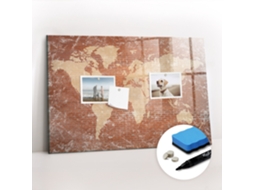 Quadro Magnético Decorativo Mapa-múndi Em Tijolos Para A Cozinha Espelharte (60x40 Cm)