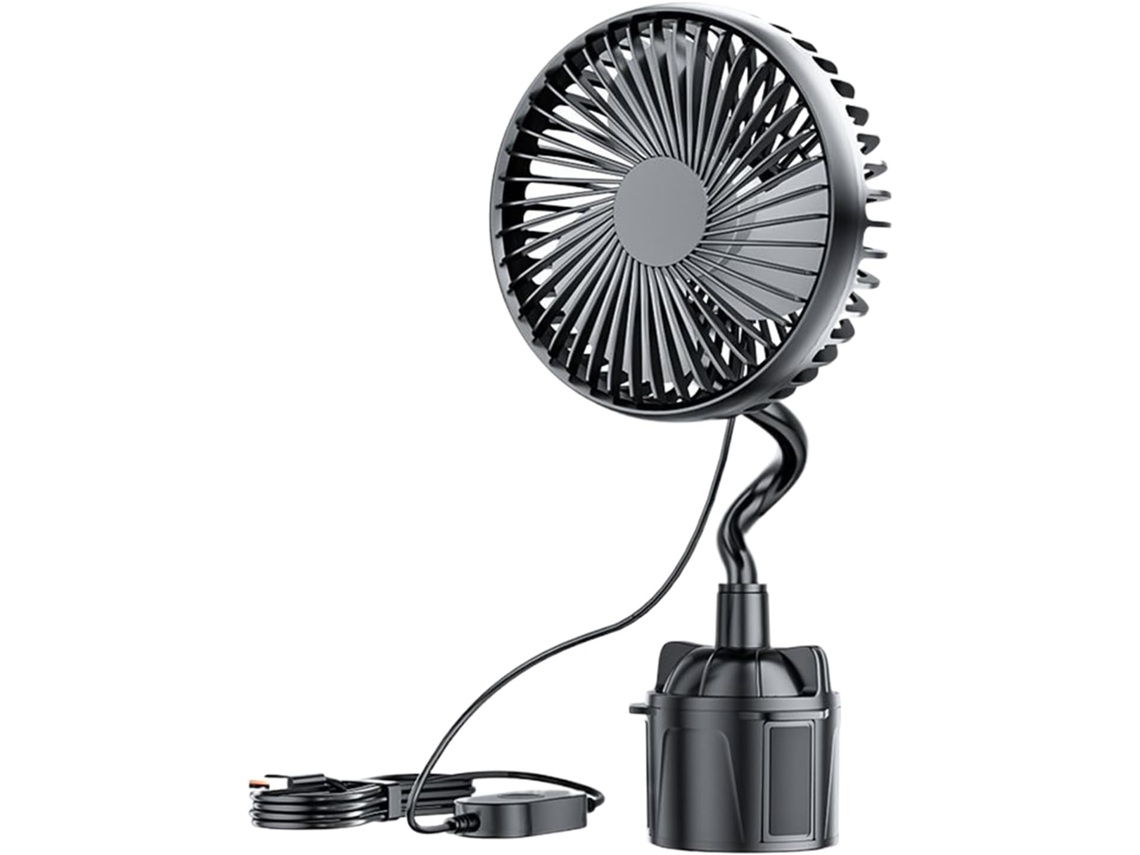 Ventilador De Suporte Para Copos Recarregável Com 3 Velocidades Ajustáveis 12v 24v