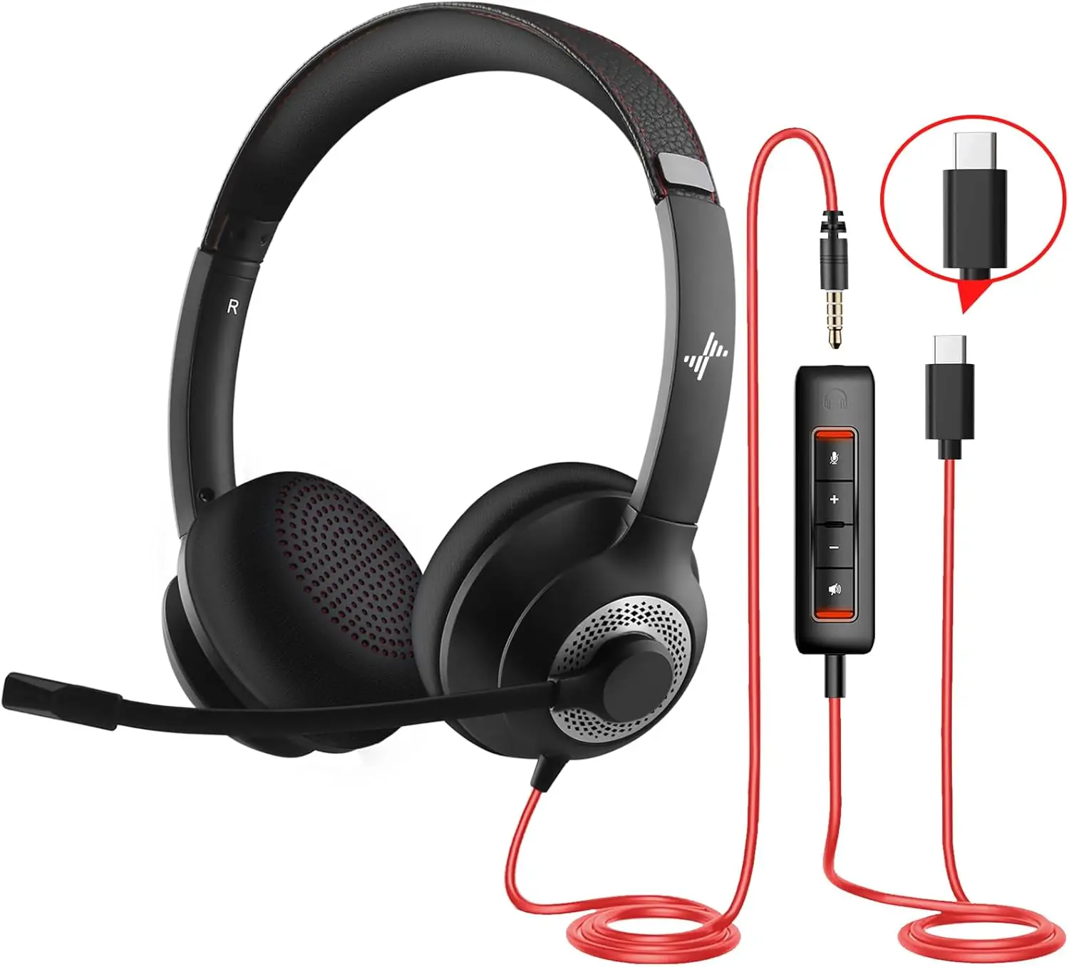 Fones De Ouvido Com Fio Usb (tipo C - 3,5 Mm) Com Microfone Com Cancelamento De Ruído E Controles Integrados.