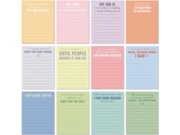 Blocos De Notas Engraçados Com Frases Papelaria Adesiva Variada, 12 Designs Brilvibera