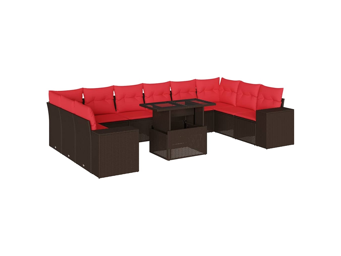 Conjunto de Sofá de Jardim, 11 Peças, Almofadas, Rattan Preto MAISON EXCLUSIVE