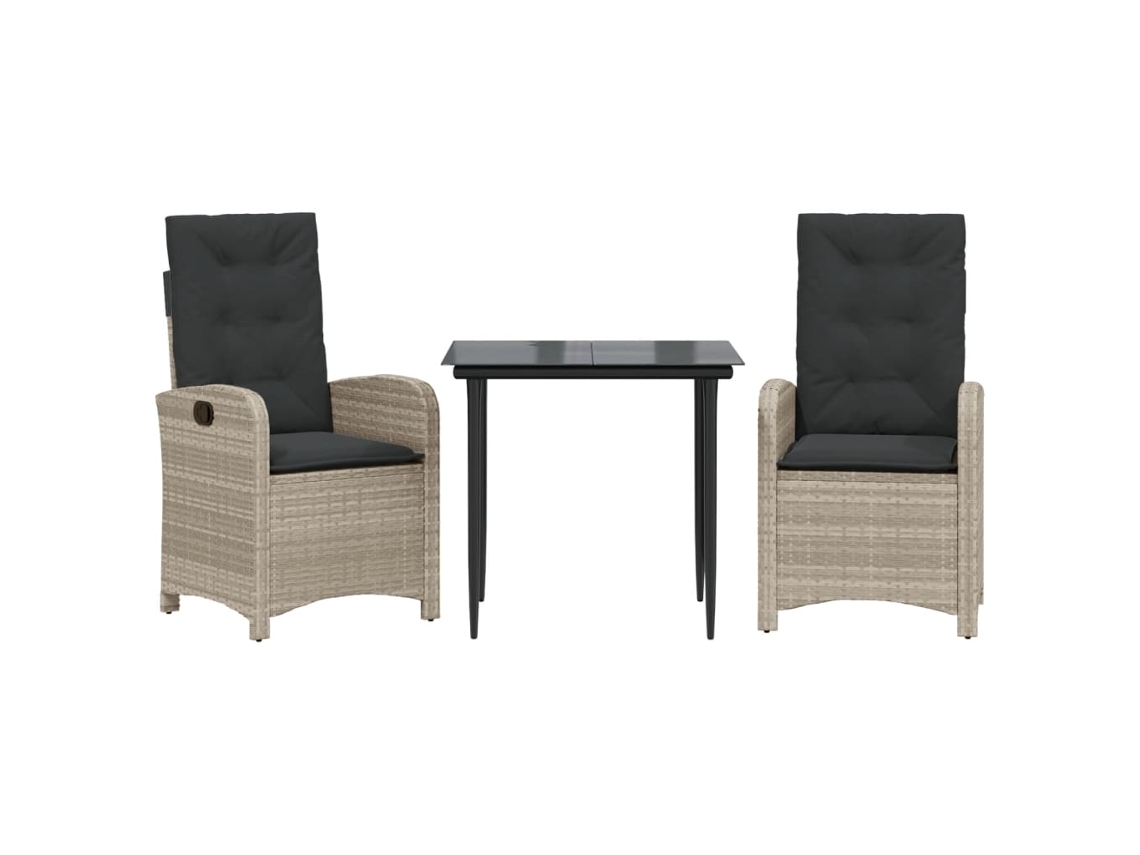 Maison Exclusive - 3 Pcs Conjunto De Jantar P/ Jardim C/ Almofadões Cinzento Claro