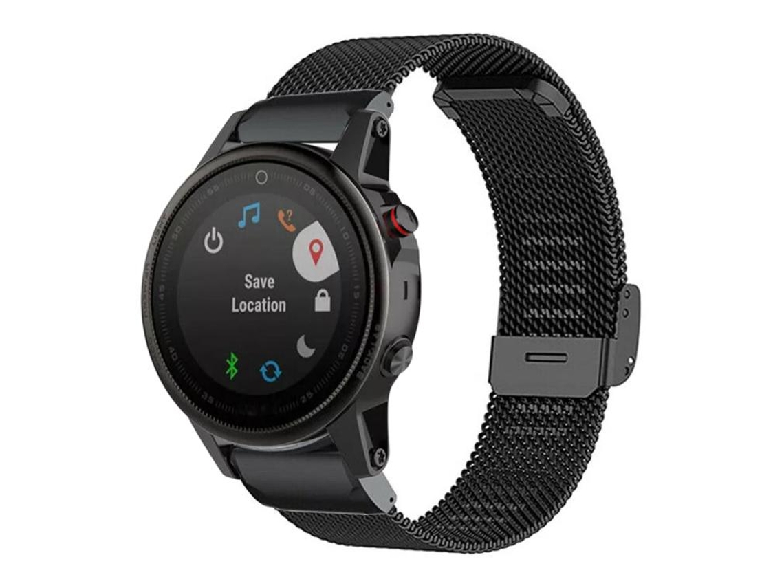 Bracelete Para Garmin Fenix 8 / 7 / 6 / 5 (22mm) - Metal Milanês Preta