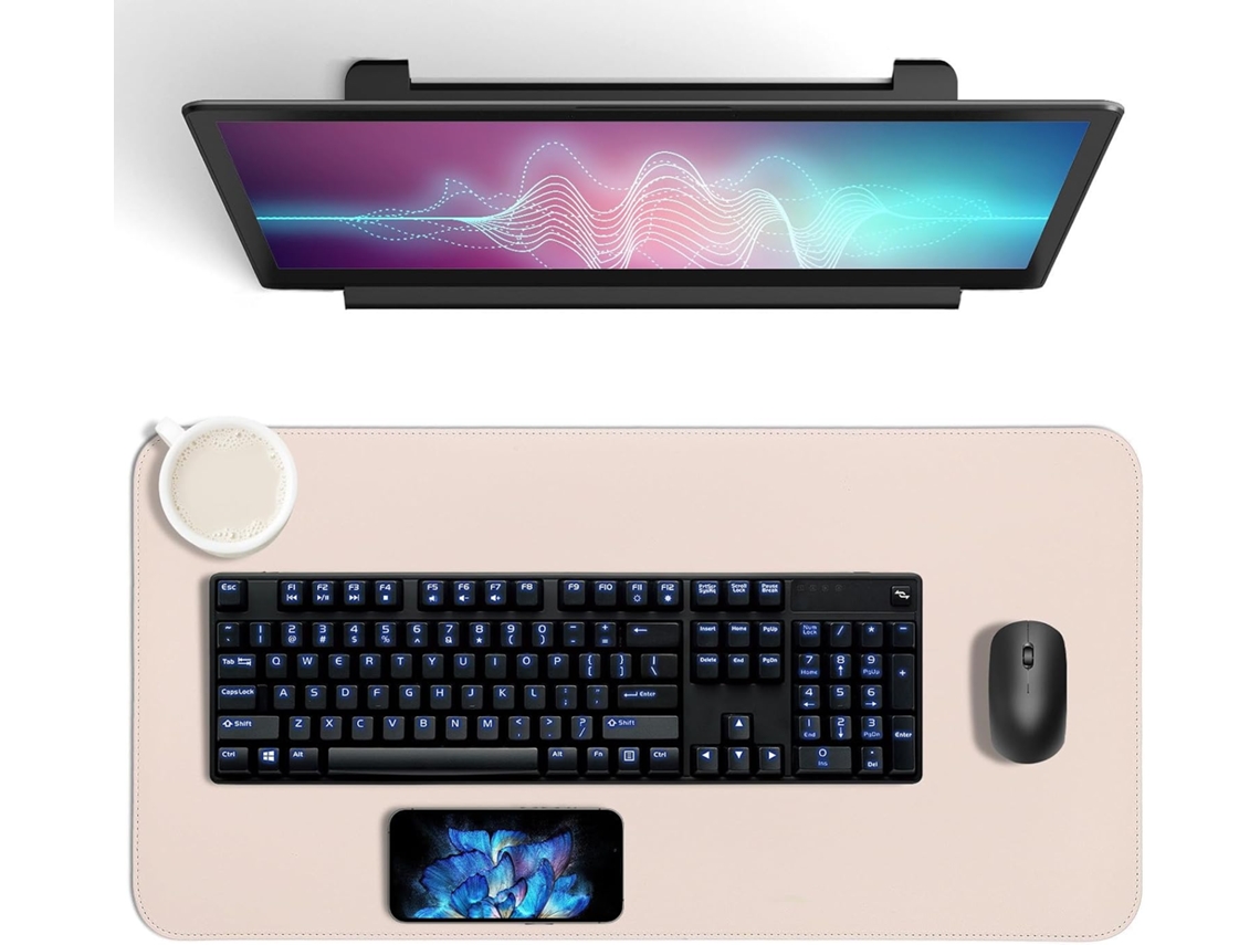 Mousepad De Couro, Proteção Sólida Para Superfícies, Bege, Com Alça, Material