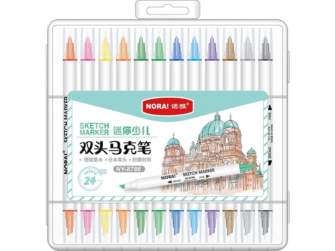 Conjunto de 24 Canetas Feltro ANSELF Art Marker (Multicor - PP)
