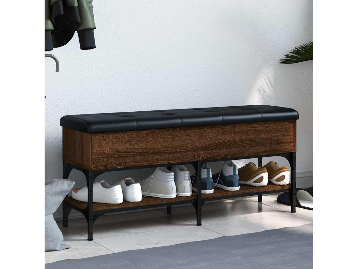 Vidaxl Banco Sapateira 102x32x45cm Derivados Madeira Carvalho Castanho