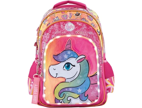 Mochila FOOTY Unicórnio Adaptável Com Detalhes Brilhantes