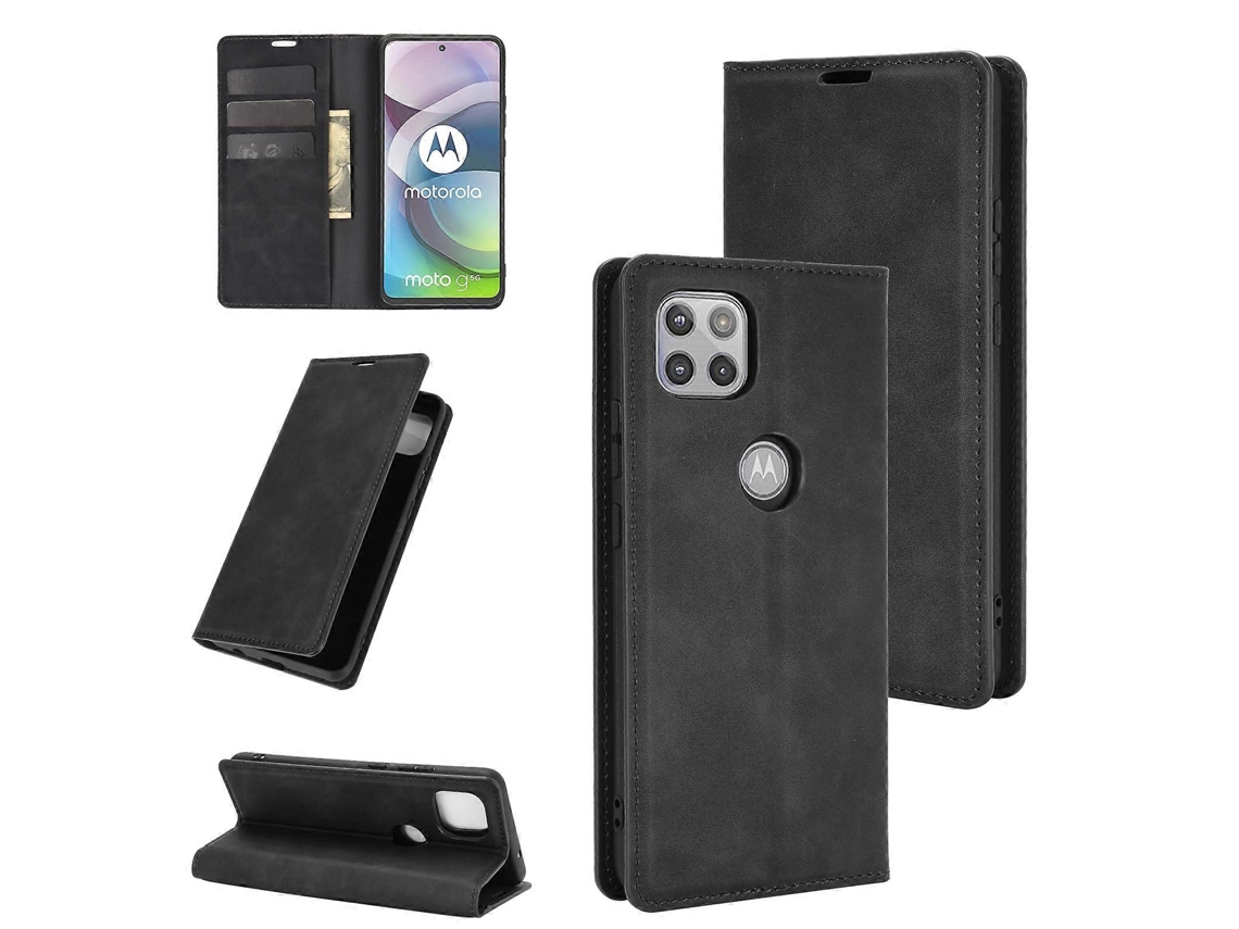 Capa De Couro Com Fixação Magnética, Estilo Retrô, Para Motorola Moto G 5g, Com Suporte, Compartimentos Para Cartões E Carteira.