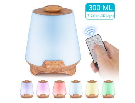 Humidificador Difusor de Aroma VANJL Difusor de Óleo Essencial Ultrassónico Led 300Ml-Marrom