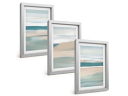 Composição De Quadros Paisagens Abstratas Em Azul Espelharte (3 Peças 20x30 Cm)