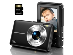 Câmera Compacta Digital SZSMART  Dc403 Nível de Entrada de Crianças Presentes Câmera Fhd 44Mp Zoom 16X 2.4 Polegadas Tela + 8Gb Preto