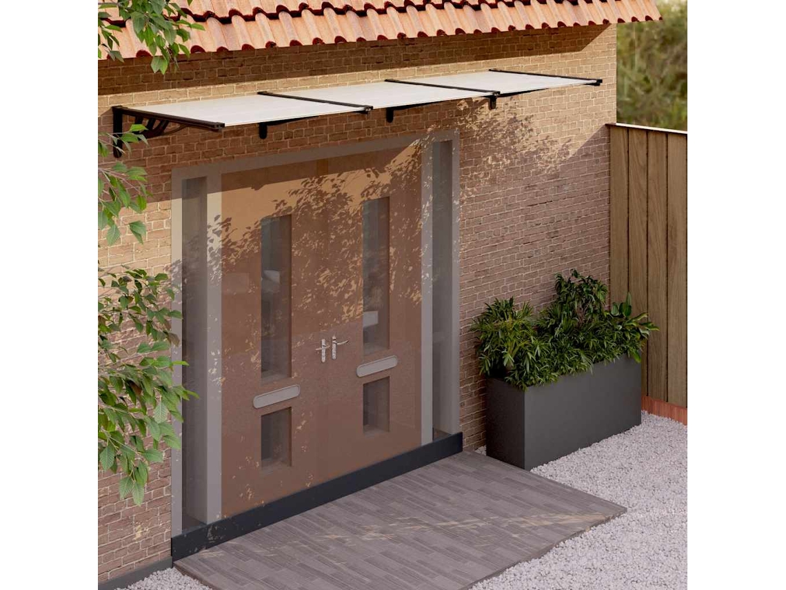 Vidaxl Toldo Para Porta 297,5x90 Cm Policarbonato Preto/transparente