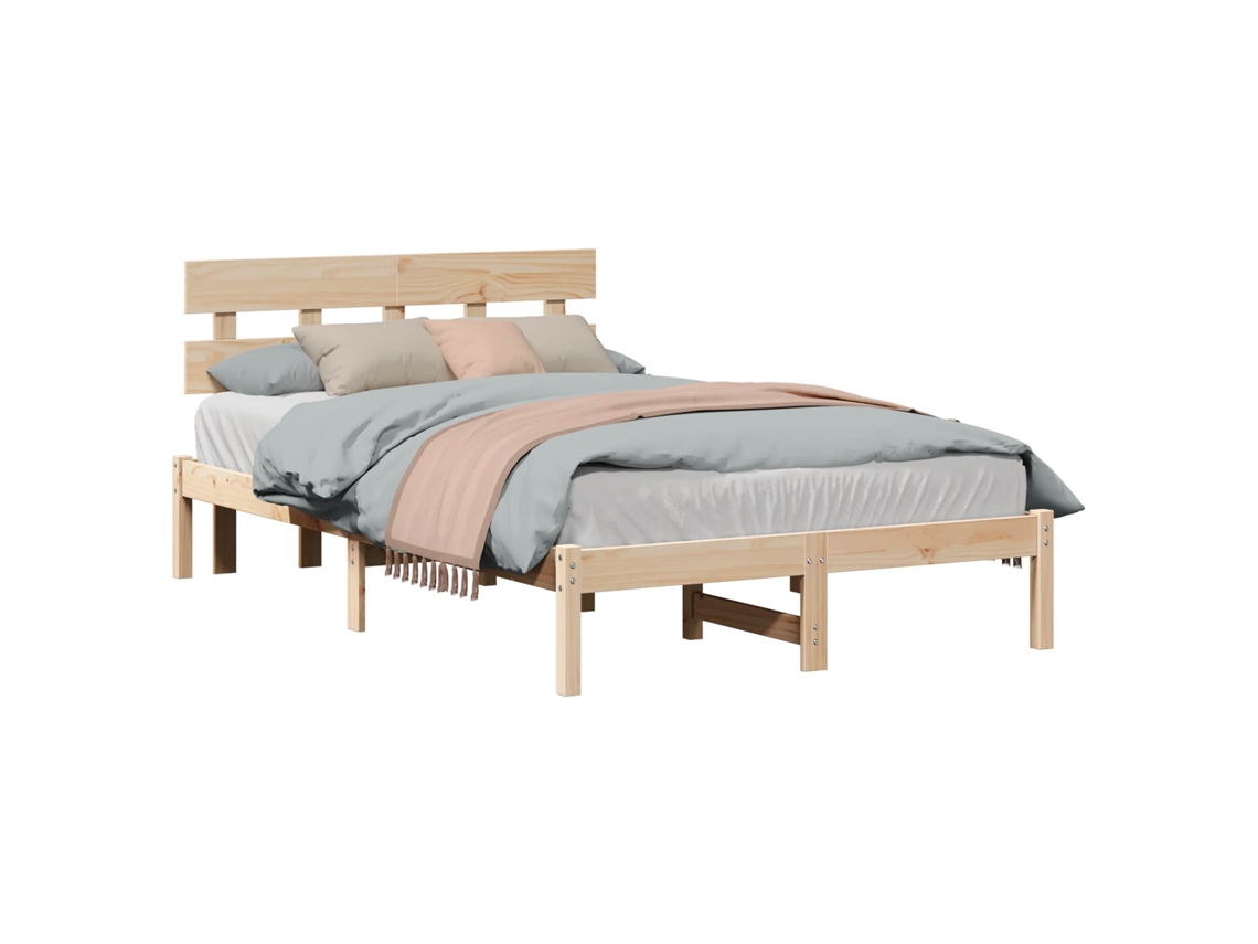 Vidaxl Estrutura Da Cama Castanho 120 X 190 Cm Madeira De Pinho Maciça