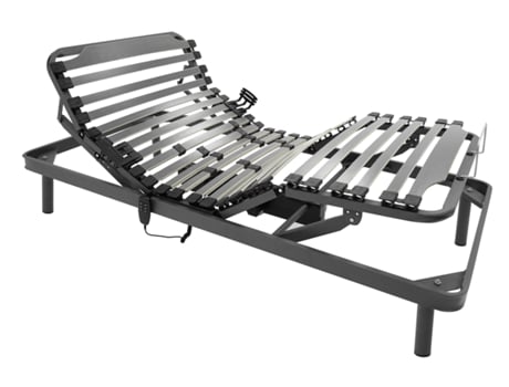 Cama articulada Win Rest com ripas de madeira com estrutura exterior Alta resistência e tecnologia avançada, 80x180 - Preto