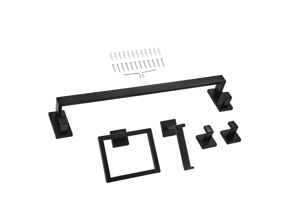 Toalheiro em aço inox, suporte para papel, instalação na parede, preto fosco, 595x100x80 mm | MARCA