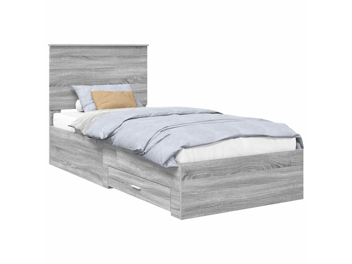 Estrutura da Cama Cinza Sonoma 100x200 cm com Madeira Processada MAISON EXCLUSIVE