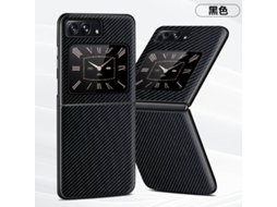 Capa De Celular Em Couro Anti-impressão Digitalfibra De Carbono Preta - Conjunto De Duas Peças Para Moto Razr 50/razr 2024