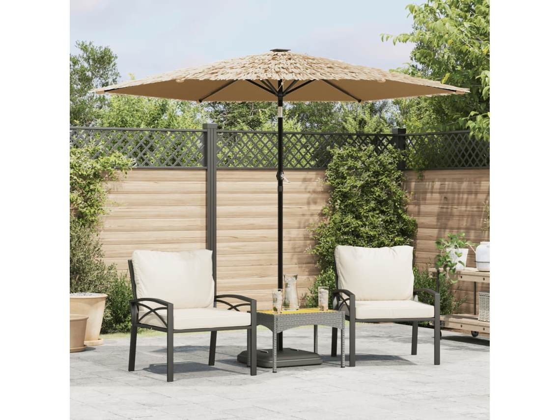 Vidaxl Guarda-sol C/ Luzes Led E Poste De Aço 268x268x226 Cm Castanho