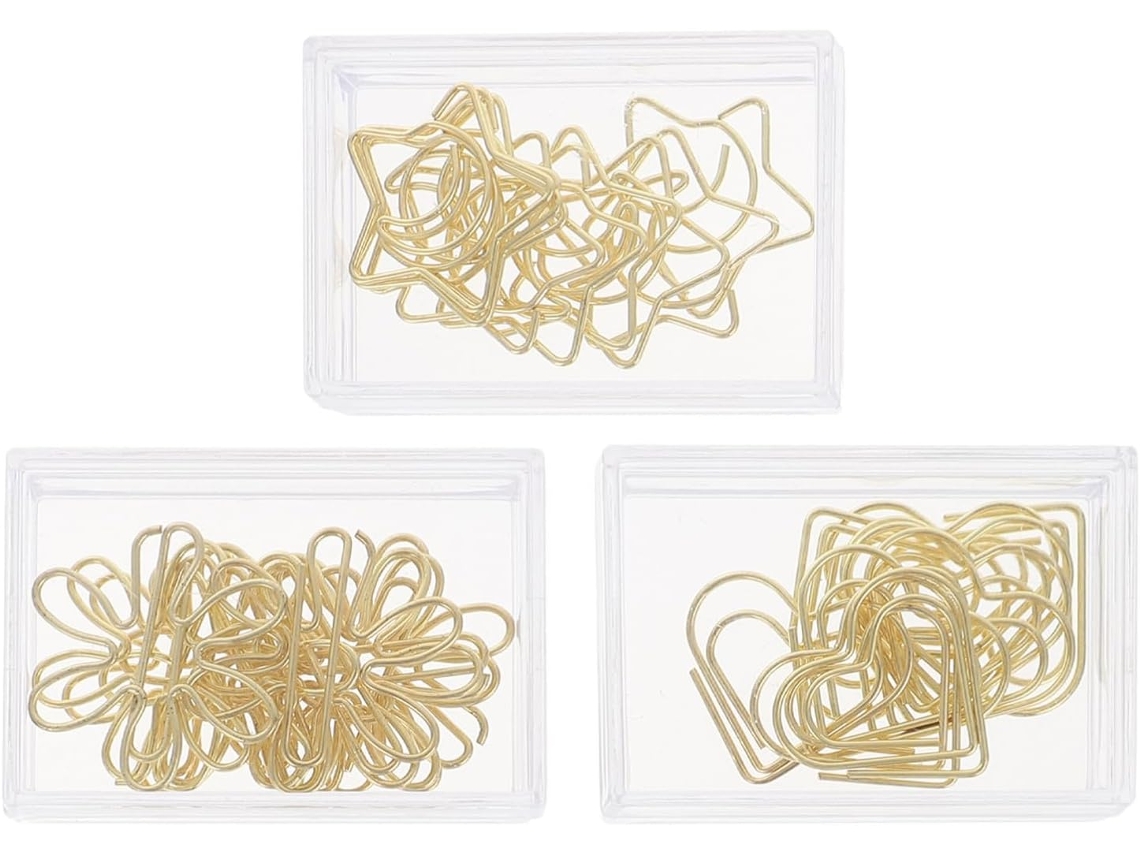 Clips de papel Secfou em metal dourado, 30 unidades, alta durabilidade e design criativo, ideais para uso escolar e