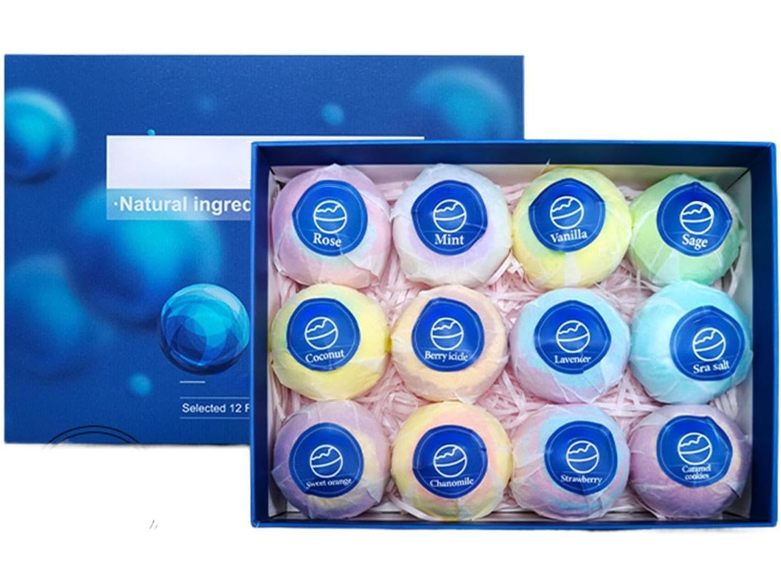Conjunto de 12 bombas de banho de espuma coloridas para mulheres