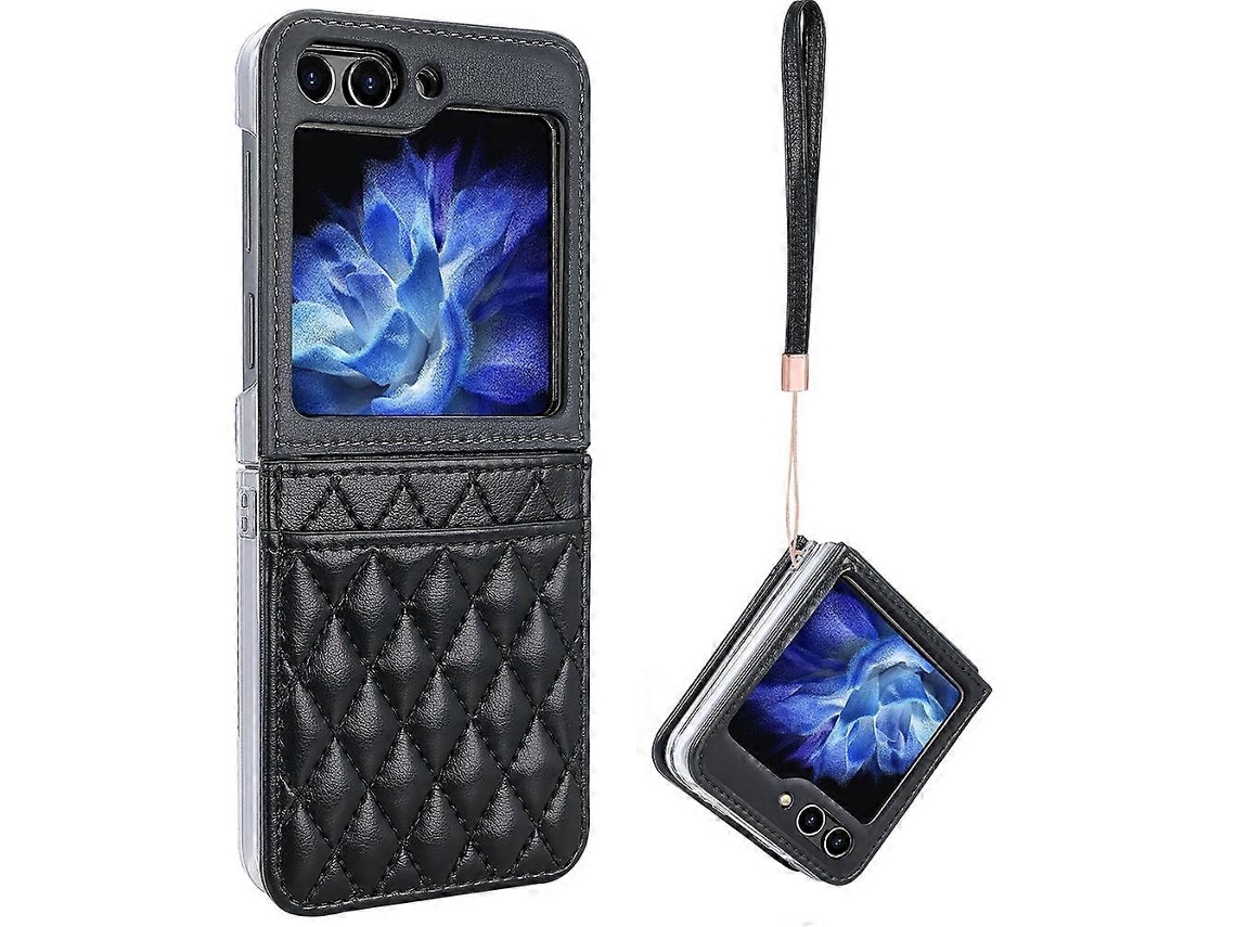 Capa De Celular Vietao Com Compartimento Para Cartão Em Pu Com Textura Rômbica E Cordão