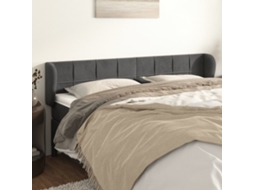 Cabecero con Alas de Terciopelo 203x23x78/88cm Gris Oscuro