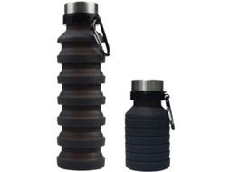 2026 botella de Agua Plegable Reutilizable 500ml para Deportes Y Viajes, Color Negro
