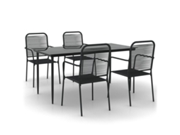 VIDAXL 5 Pcs Conjunto De Jantar P/ Jardim Corda De Algodão E Aço Preto