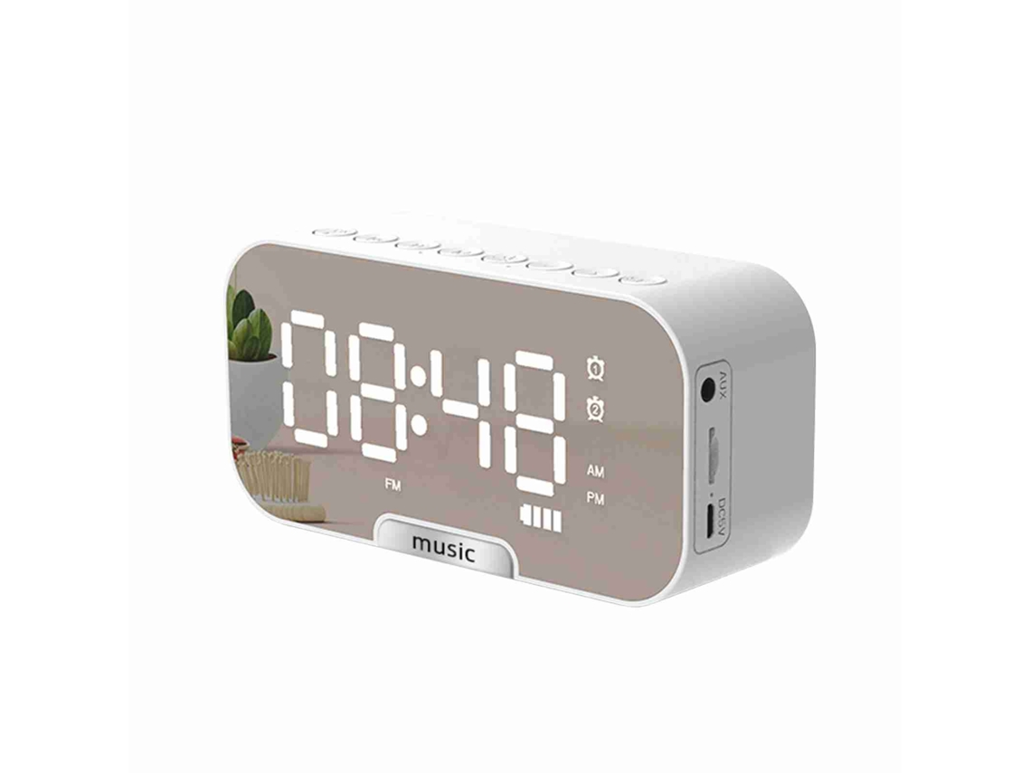Relógio Despertador Digital com Espelho, Rádio e Bluetooth