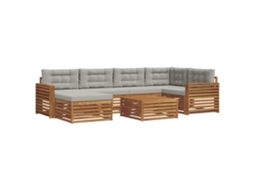 Vidaxl Conjunto De Sofás Para Exterior 7 Pcs Cinza Natural E Claro
