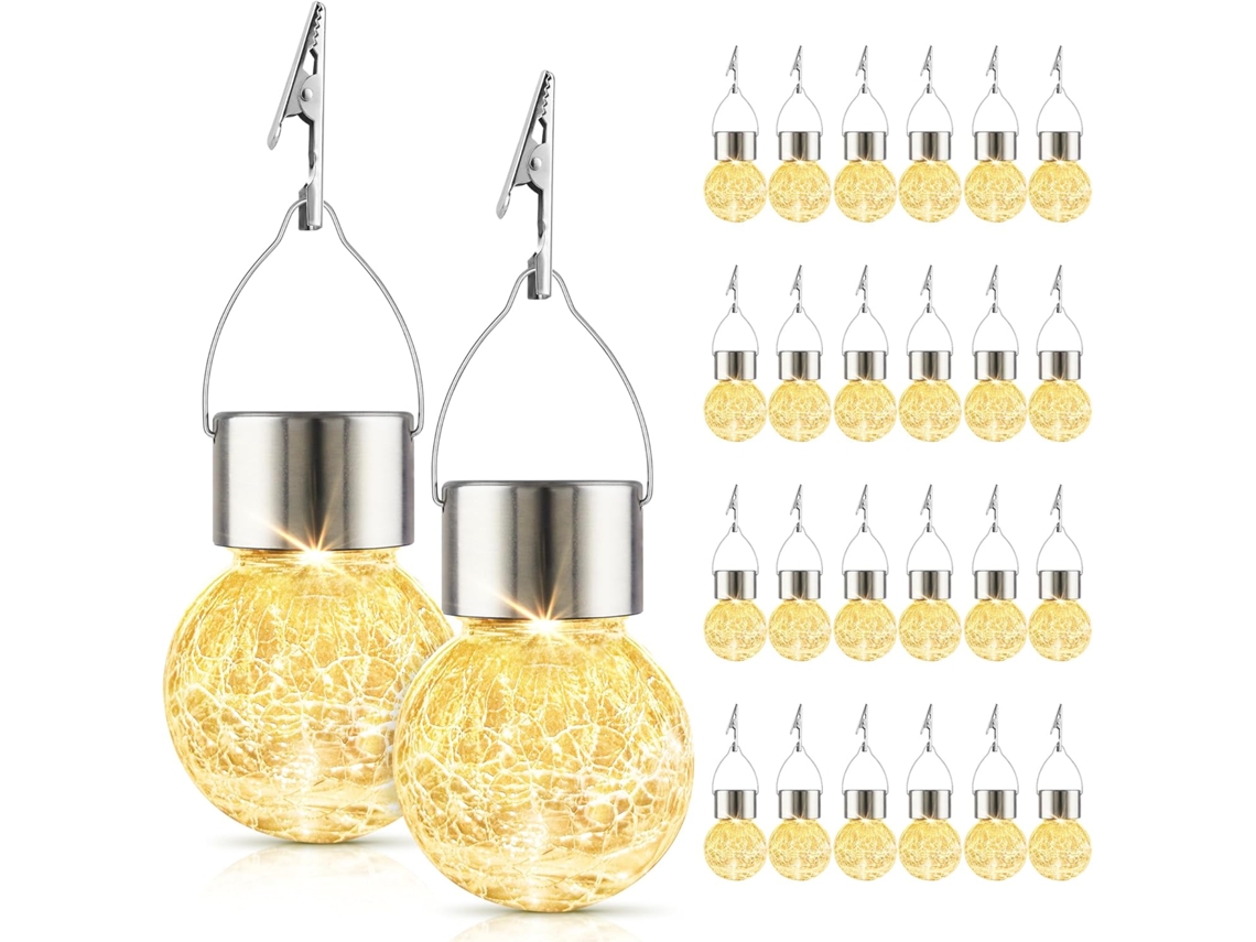 Globos Decorativos Suspensos Para Áreas Externas Com Luzes Solares, Pacote Com 24 Unidades, Lanterna Solar À Prova Dágua Com Alça Aquaforge
