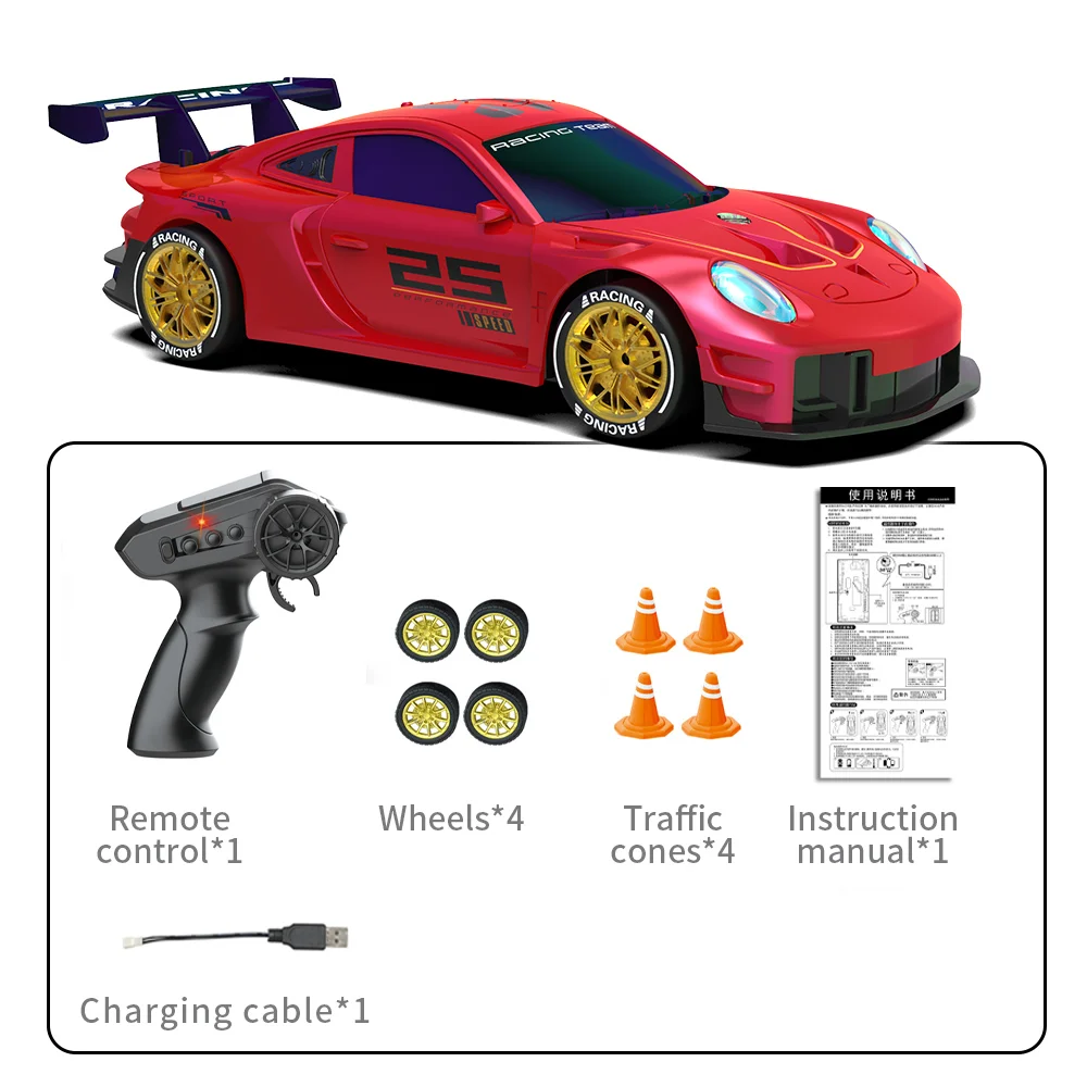 (vermelho) Carro De Drift Com Controle Remoto 2.4g, Escala 1:16, Com Luzes De Led