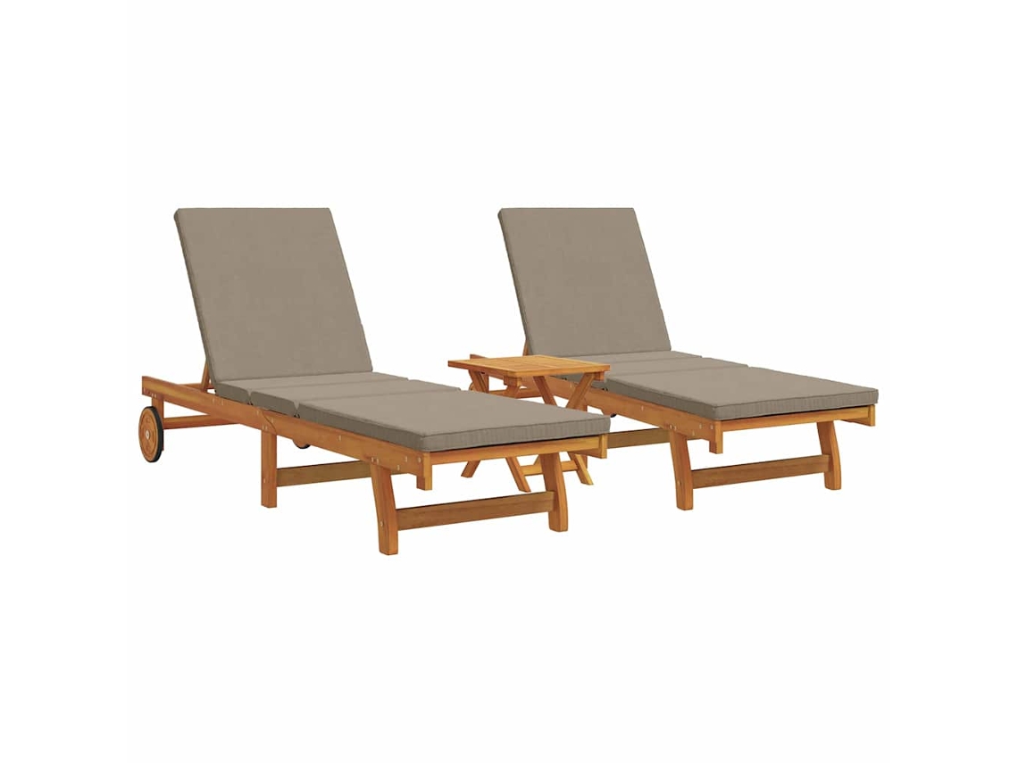 Maison Exclusive - Espreguiçadeira 3 Pcs Castanho Madeira Sólida De Acácia