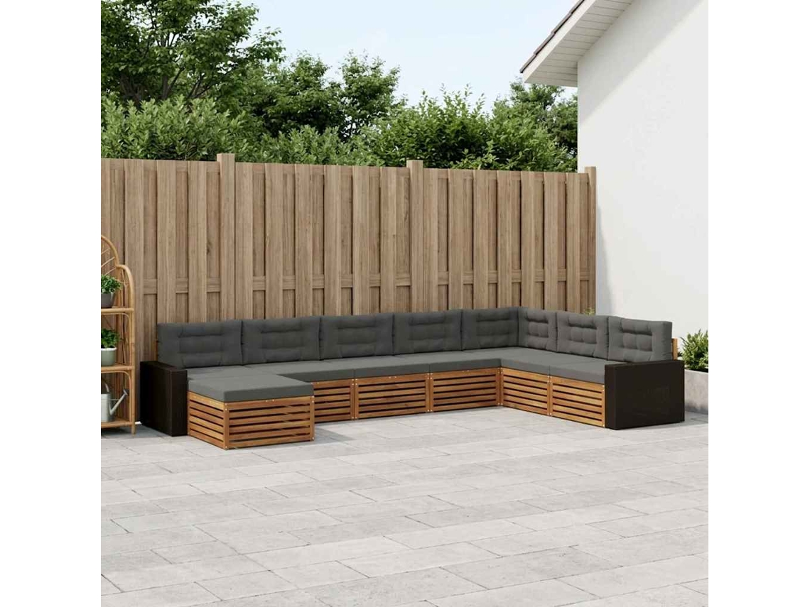 Vidaxl Conjunto De Sofás Para Exterior 8 Unid. Natural E Antracite