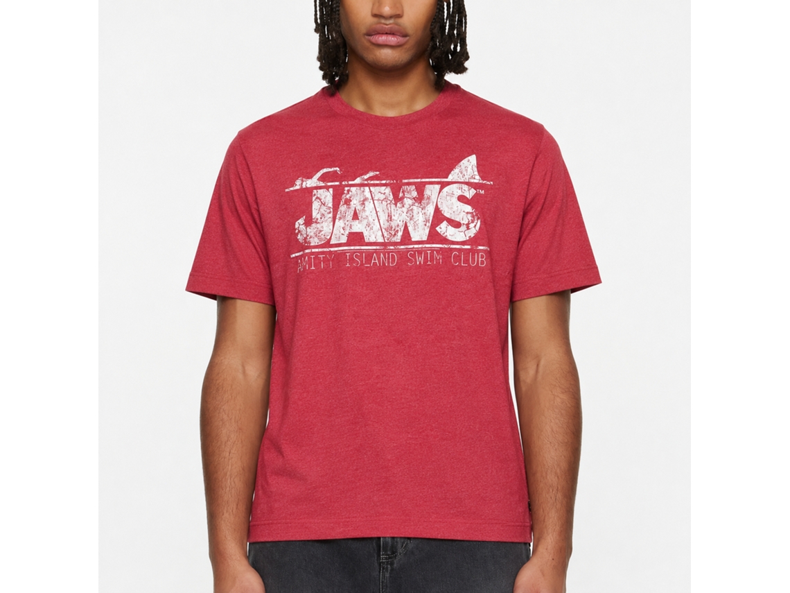 Rockinstone Jaws Movie Swim Club Heather Red Adult T-shirt Size:xxl