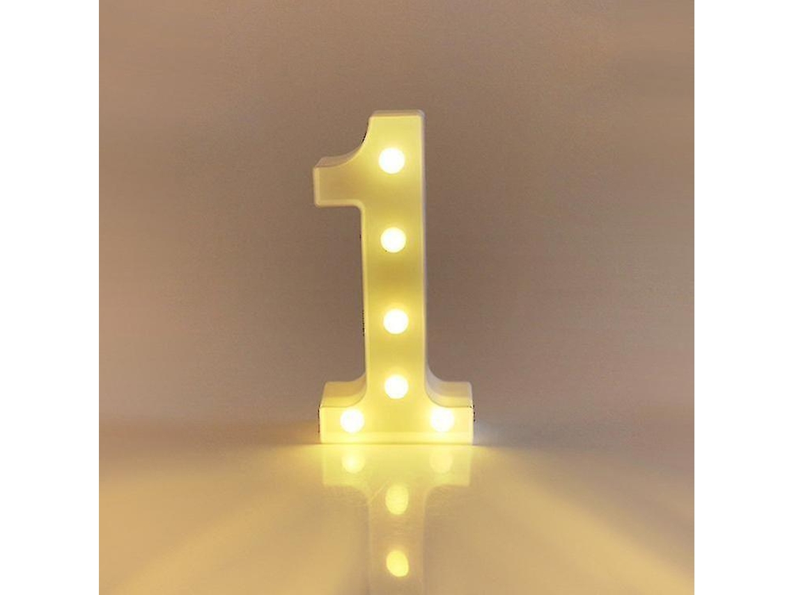 Rebe números Led Iluminados 22cm Blancos 0 9 para Bodas Cumpleaños Fiesta Con Baterías Número 1