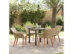 Vidaxl Conjunto De Jantar Para Jardim Com Almofada 5 Pcs Bege Vime Pe