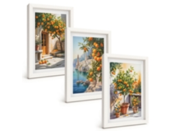 Galeria De Pinturas Murais Paisagens Cítricas Pintadas Moldura Branca Fotos Para O Corredor Espelharte (3 Peças 20x30 Cm)