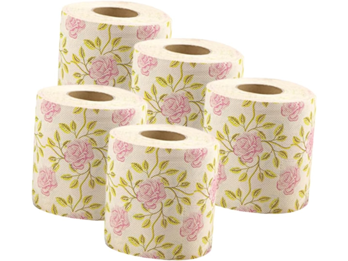 De 5 Rolos De Papel Higiênico Rosa Com Estampa Floral Para Uso Em Banheiro, Restaurante E Viagens, Toalhas De Mão Gokoco