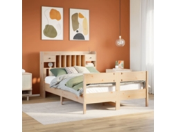 Vidaxl Cama Com Estante Sem Colchão 135x190 Cm Pinho Maciço