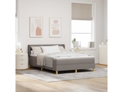 Vidaxl Cama Box Com Cabeceira Cinzento-acastanhado 200 X 140 Cm Tecido