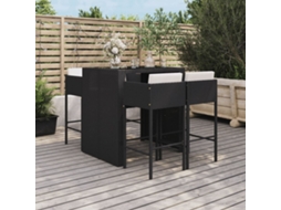 5 Pcs Conjunto De Bar P/ Jardim C/ Almofadões Vime Pe Preto Dkd Home Decor