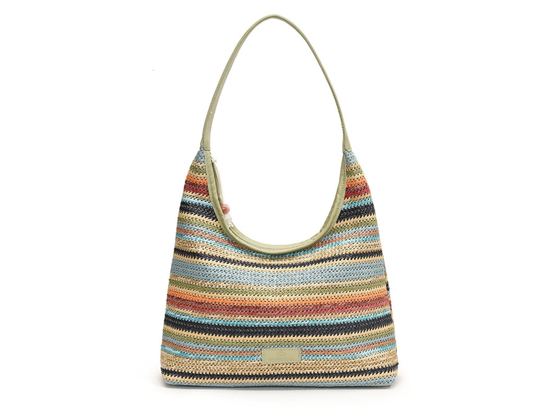 Bolsa de Palha AQUAFORGE, Feminina, Verão, Crochê, Listras